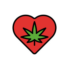Poster - Marijuana heart icon. Simple color with outline vector elements of herbal drugs icons for ui and ux, website or mobile application