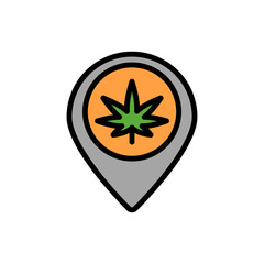 Poster - Marijuana location pin icon. Simple color with outline vector elements of herbal drugs icons for ui and ux, website or mobile application