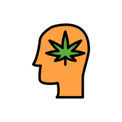 Poster - Marijuana head icon. Simple color with outline vector elements of herbal drugs icons for ui and ux, website or mobile application