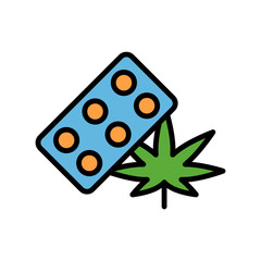 Canvas Print - Marijuana pill icon. Simple color with outline vector elements of herbal drugs icons for ui and ux, website or mobile application