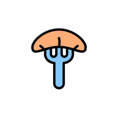 Poster - Orange slice fork icon. Simple color with outline vector elements of vegetarian food icons for ui and ux, website or mobile application