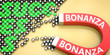 Bonanza attracts success - pictured as word Bonanza on a magnet to symbolize that Bonanza can cause or contribute to achieving success in work and life, 3d illustration