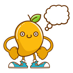 Wall Mural - kawaii smiling mango fruit with sneakers cartoon