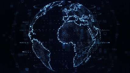 Earth  Digital Clouds Earth rotating animation social future technology abstract 3Drendering  Data network