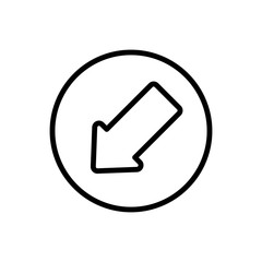 Poster - Arrow down and left icon. Simple line, outline vector elements of pointer icons for ui and ux, website or mobile application