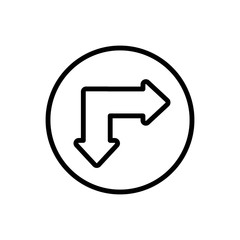 Poster - Arrow down and right icon. Simple line, outline vector elements of pointer icons for ui and ux, website or mobile application