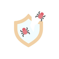 Aufkleber - Shield cyber attack bug icon. Simple color vector elements of hacks icons for ui and ux, website or mobile application