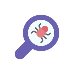 Poster - bug magnifier icon. simple color vector elements of hacks icons for ui and ux, website or mobile app