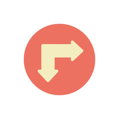 Poster - Arrow down and right icon. Simple color vector elements of pointer icons for ui and ux, website or mobile application
