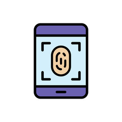 Poster - Smartphone finger print icon. Simple color with outline vector elements of hacks icons for ui and ux, website or mobile application