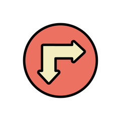 Poster - Arrow down and right icon. Simple color with outline vector elements of pointer icons for ui and ux, website or mobile application