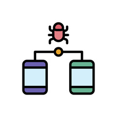 Aufkleber - Smartphones bug cyber icon. Simple color with outline vector elements of hacks icons for ui and ux, website or mobile application