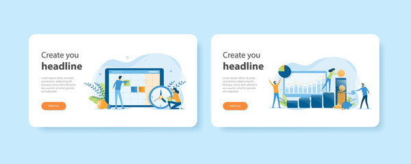 Poster - flat design web landing home page templates of Business planning  and business finance investment and savings concept