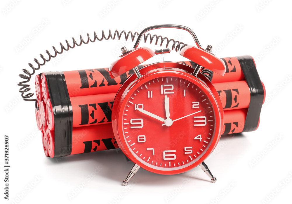 Bomb with clock timer on white background Stock Photo | Adobe Stock