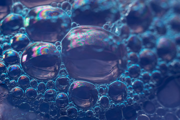 Aufkleber - Beautiful abstract blue bubbles background pattern texture for design . Macro view.