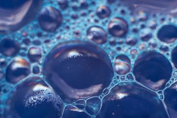 Aufkleber - Beautiful abstract blue bubbles background pattern texture for design . Macro view.