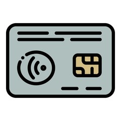 Poster - Nfc credit card icon. Outline nfc credit card vector icon for web design isolated on white background