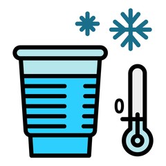 Poster - Cold water plastic glass icon. Outline cold water plastic glass vector icon for web design isolated on white background