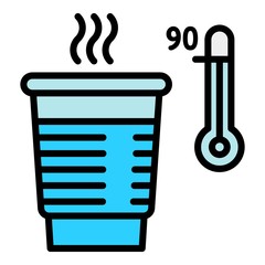 Poster - Hot water plastic glass icon. Outline hot water plastic glass vector icon for web design isolated on white background