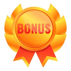 Poster - Bonus emblem icon. Cartoon of bonus emblem vector icon for web design isolated on white background