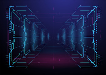 Fototapete - Virtual reality space. Futuristic VR frame, Head-up Display Design. Sci-Fi Helmet HUD UI. Futuristic Technology. Hi tech future design background for web and app.