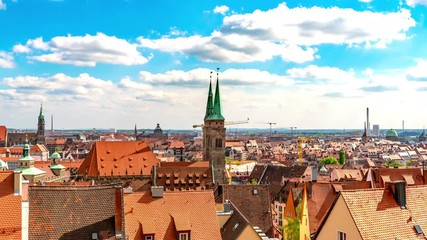 Wall Mural - Panoramic Time-lapse view of the city of Nuremberg in Bavaria, Germany.