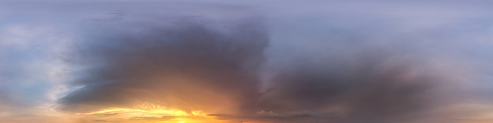 Wall Mural - dark blue sky before sunset with beautiful awesome clouds before storm. Seamless hdri panorama 360 degrees angle view with zenith for use in graphics or game development as sky dome or edit drone shot