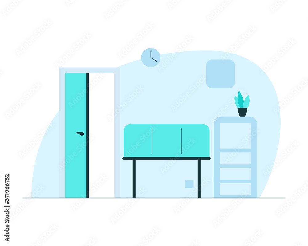 Hospital waiting hall interior. Vector concept illustration of a modern ...
