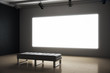 Contemporary exhibition room with blank projection screen