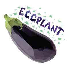 Wall Mural - Low poly eggplant on white background. Poligonal vector illustration.