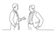 © Anna - Doctor and man talking. Line drawing vector illustration.
