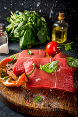 Wall Mural - Raw beef steaks