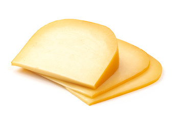 Traditional Dutch Gouda cheese, isolated on white background