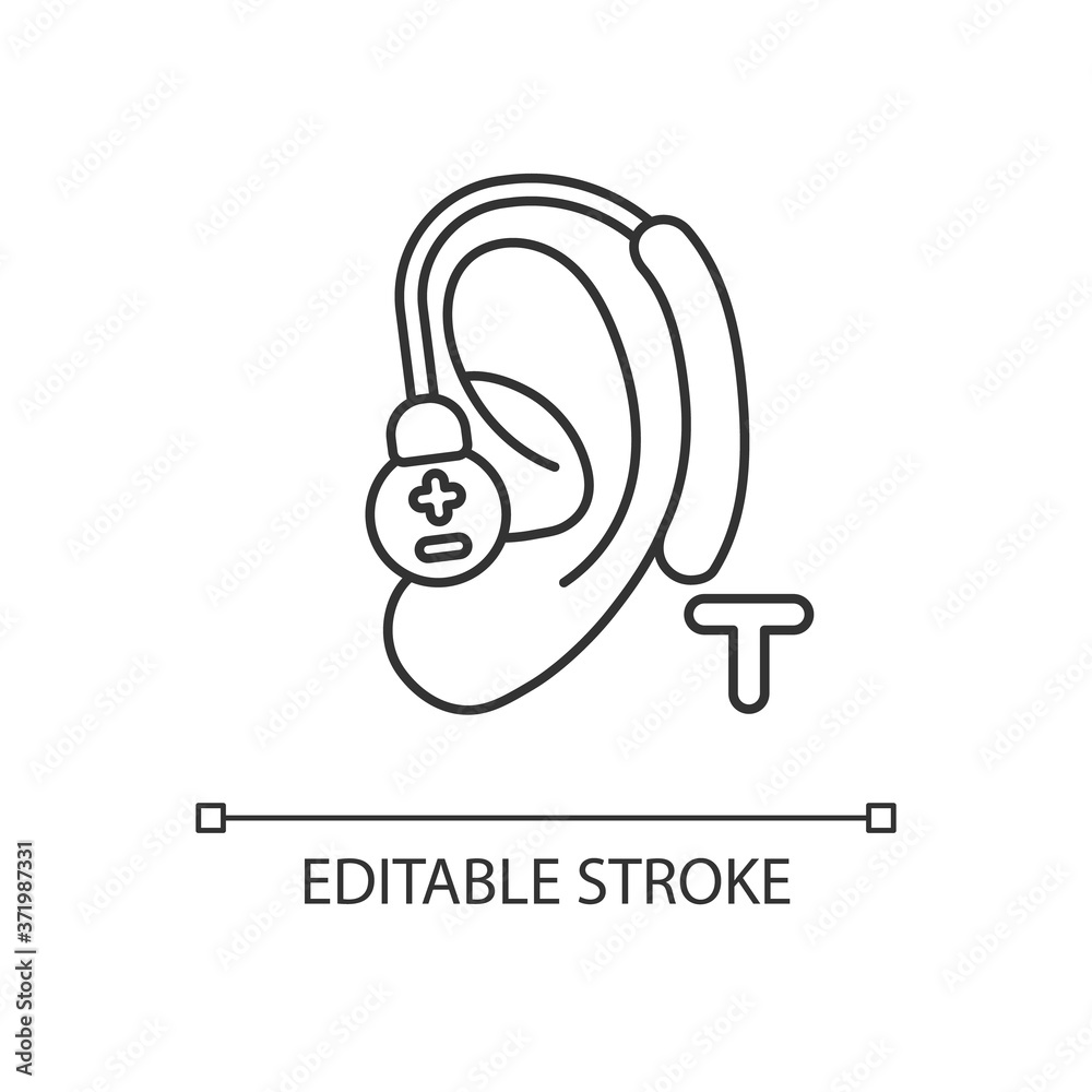 Hearing loop linear icon. Assistive listening technology. Audio ...