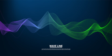 Aufkleber - Blue and green Sound wave line curve on dark background. Element for theme technology futuristic vector
