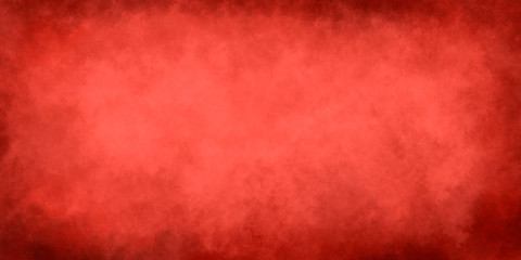 Wall Mural - a bright red abstract grunge background with a light shade in the middle and darkening along the edges. Festive classic background. Place for text in the center, for invitations, congratulations