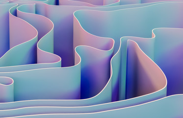 Aufkleber - Abstract 3d art background with curve shape. Holographic color.