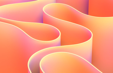 Aufkleber - Abstract 3d art background with curve shape. Holographic color.