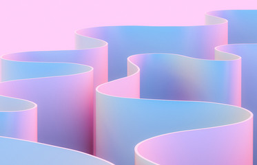 Poster - Abstract 3d art background with curve shape. Holographic color.