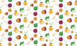 Whole passion fruit, lime, orange and slices pattern. Flat style