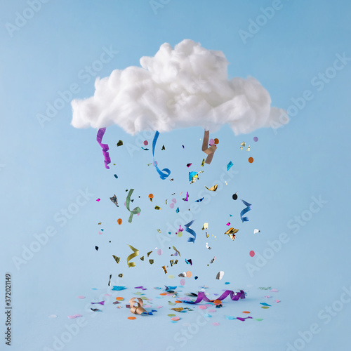 Cuadros en Lienzo Party cloud with colorful confetti and streamers
