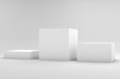 © MyCreative - Podium in abstract white composition, 3d render, 3d illustration