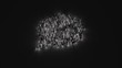 © Destrosvet - 3d rendering of crowd of people with flashlight in shape of symbol of rounded chat bubble on dark background