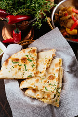 Wall Mural - Indian food on a dark background