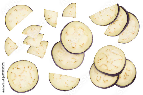 Fotografía Eggplant or aubergine slices isolated on white background