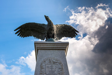 Hungarian   turul bird sculpture in the memory of soldiers who fought and died for the country.