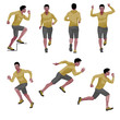 © ivnas - A set of isolated figures of a black running man in warm sports clothes