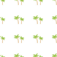 Seamless Palm Tree Green Pattern Texture. Palm Tree Print Vector Illustration Background.