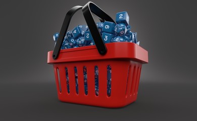 Poster - RPG dice inside shopping basket