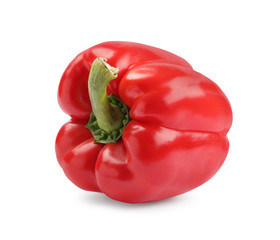 Ripe red bell pepper isolated on white